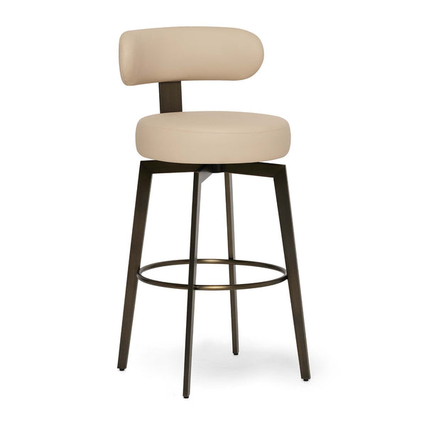 Clermont Bar Stool, Cream Latte/ Antique Bronze