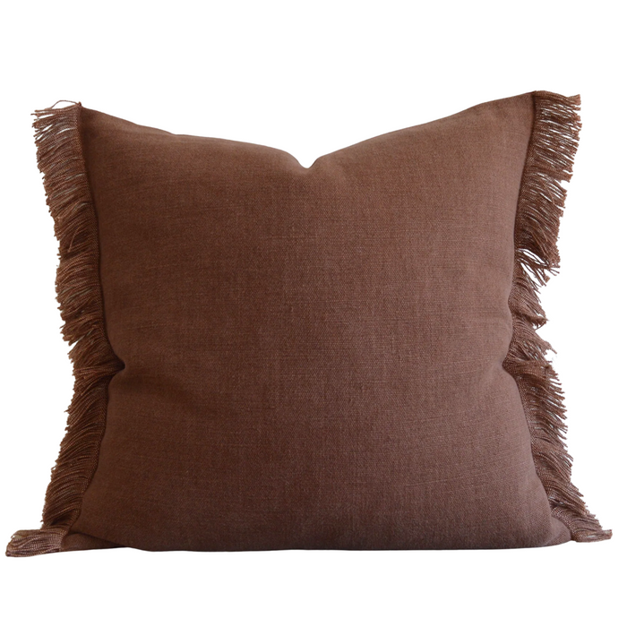 Sienna Belgian Linen Fringe Pillow, 22" x 22"