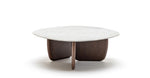 Eden Coffee Table,  Espresso Oak, Marble, 35.4"Dia × 13.8" H