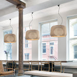 Fora 35.5" Outdoor Pendant, Natural White/Light Beige Shade