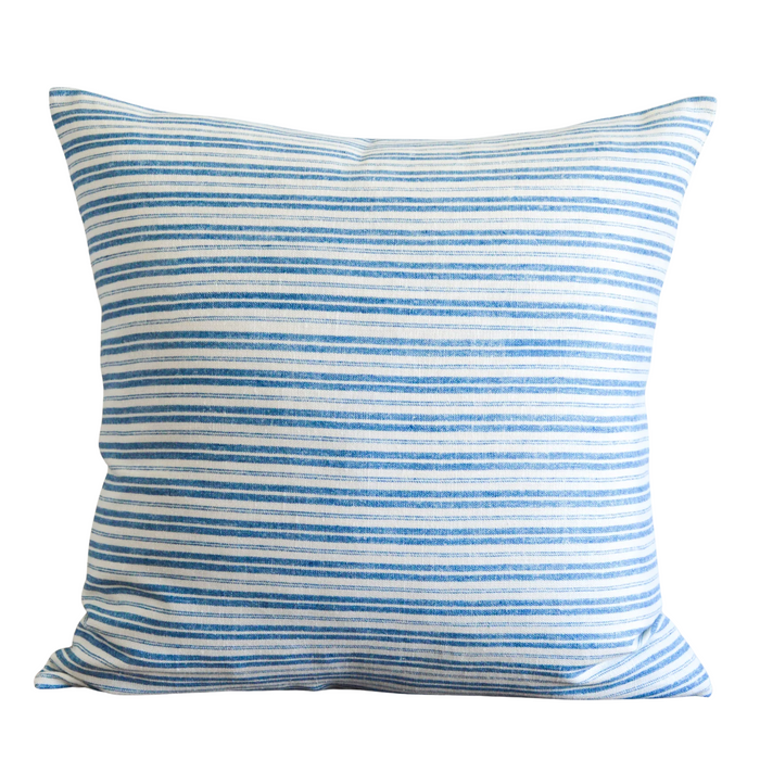 Waverly Stripe Pillow, French Blue, 22" x 22"