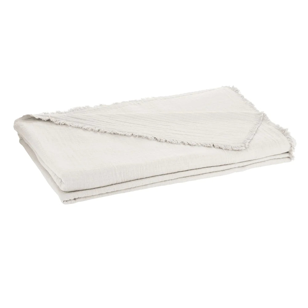 Fringe Matelasse Blanket King, Ivory