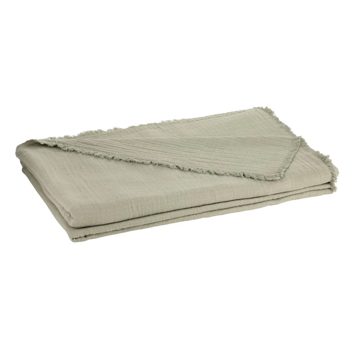 Fringe Matelasse Blanket King, Sage