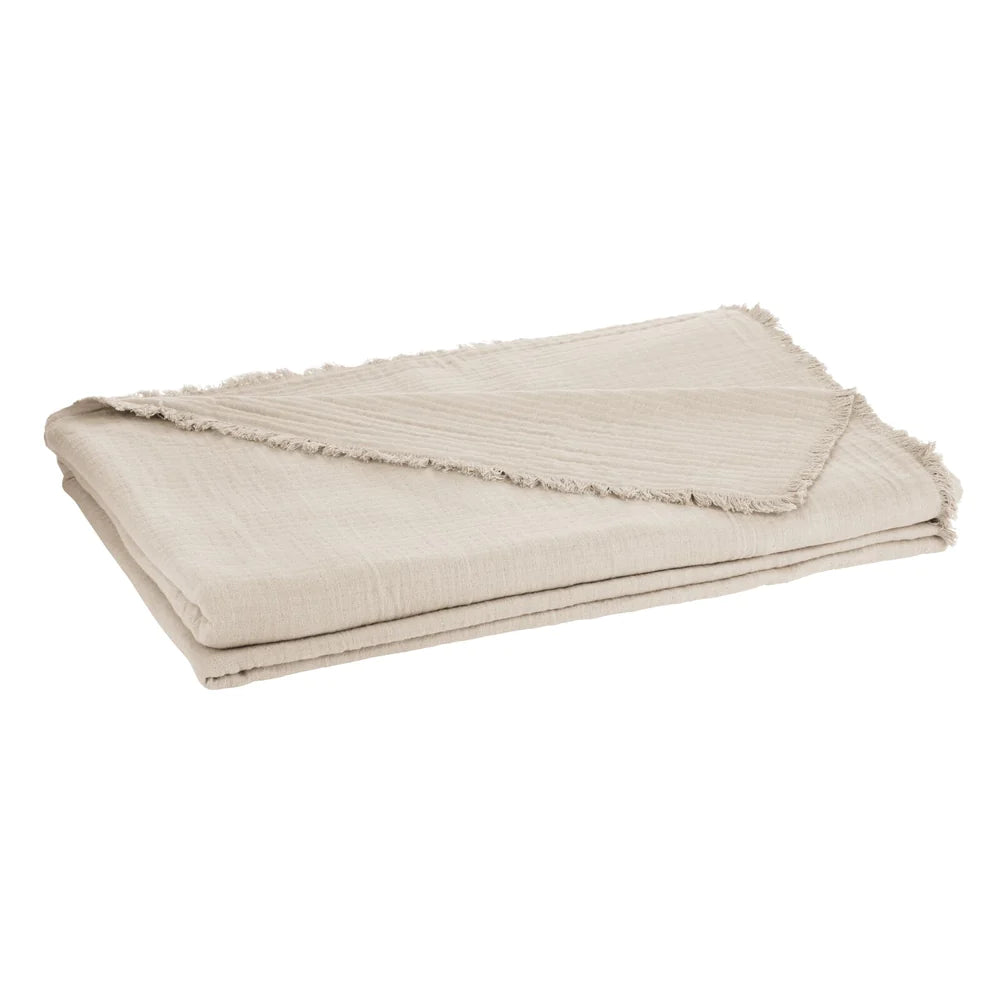 Fringe Matelasse Blanket King, Natural