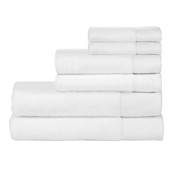 Cotton Terry 6 Piece Bath Set, White