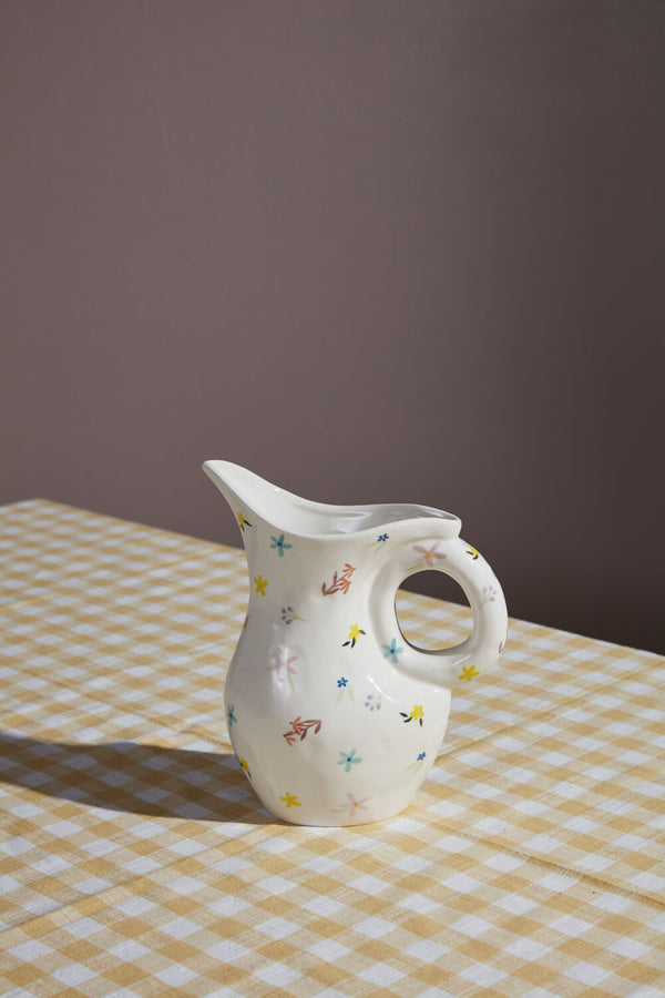 Ditsy Floral Pitcher, 7.5"x 4"x 9.5"