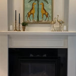 African Giraffes on Turquoise, 19" x 23"