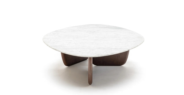 Eden Coffee Table,  Espresso Oak, Marble, 35.4"Dia × 13.8" H