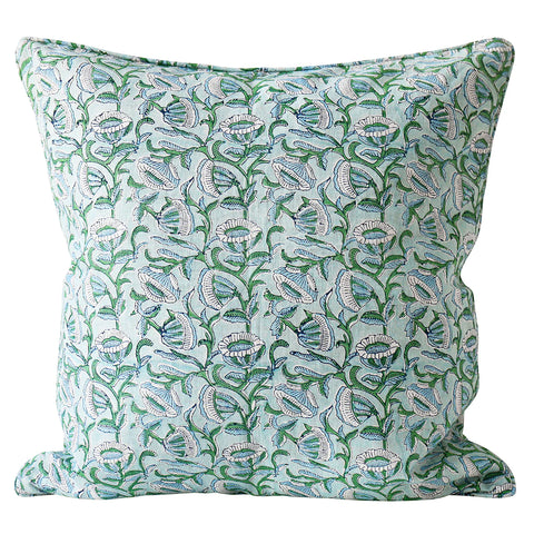 Marbella Emerald Linen Cushion 22"x 22"