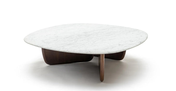 Eden Coffee Table,  Espresso Oak, Marble, 39.4"Dia × 13.8" H