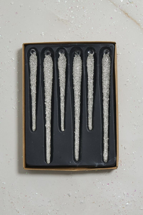 Glitzy Icicle Ornament, Set of 6