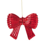 Red Metallic Bow Ornament, 5"W