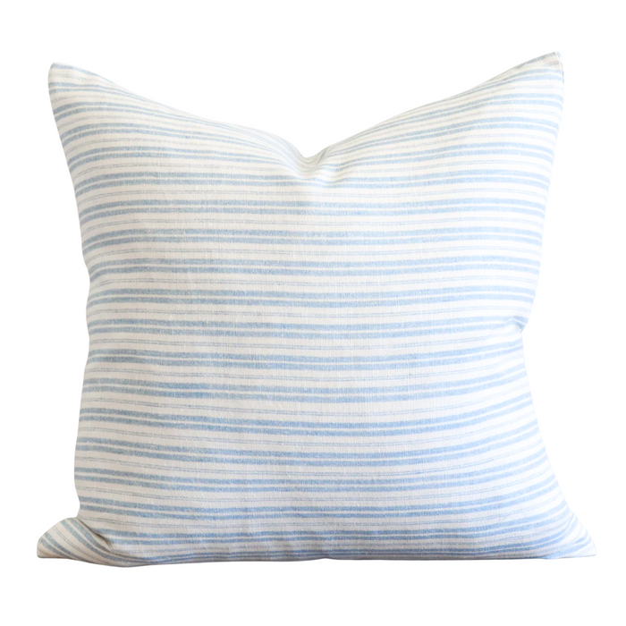 Waverly Ticking Stripe Pillow, Sky Blue, 22" x 22"