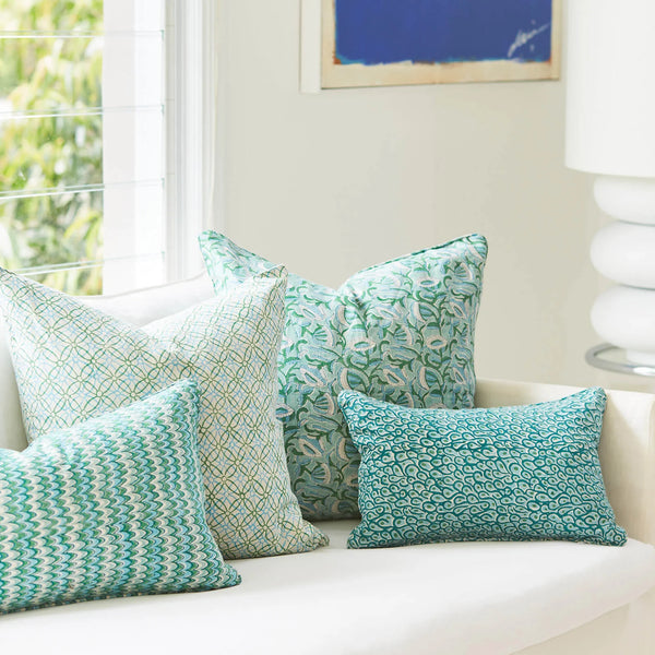 Marbella Emerald Linen Cushion 22"x 22"