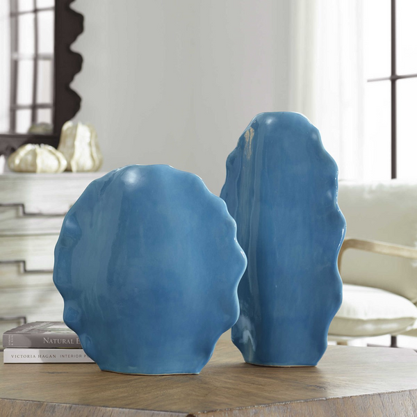 Ruffled Feathers Vases Blue, 2 Sizes