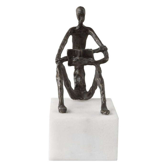 Sit Back, Relax and Read, Sculpture, 6"H
