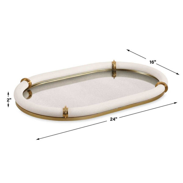 Cyprus Oval Tray - White, 24"W x 16"D