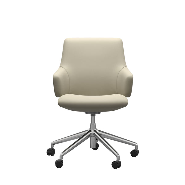 Laurel V2 Office Chair, Low Back with Arms, Paloma Light Grey/Polished