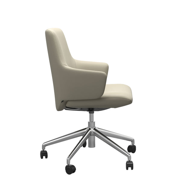 Laurel V2 Office Chair, Low Back with Arms, Paloma Light Grey/Polished