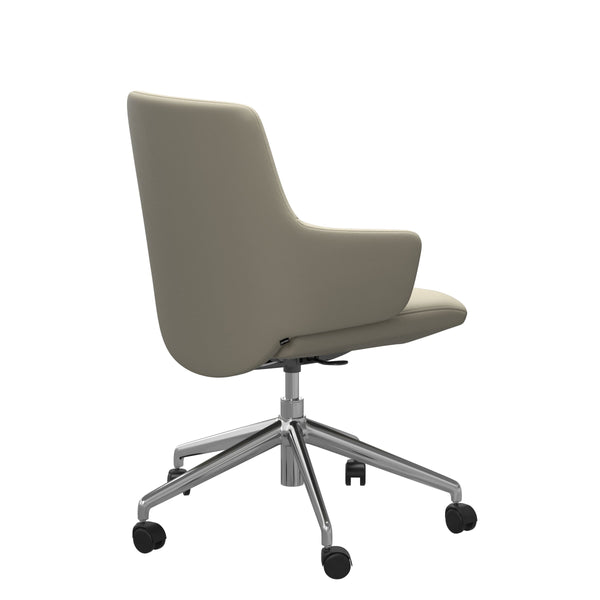 Laurel V2 Office Chair, Low Back with Arms, Paloma Light Grey/Polished
