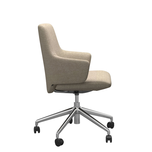 Laurel V2 Office Chair, Low Back with Arms, Daisy Beige/Polished