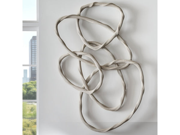Zola Rattan Wall Decor, Whitewash, 83.5"W x 7"D x 52"H