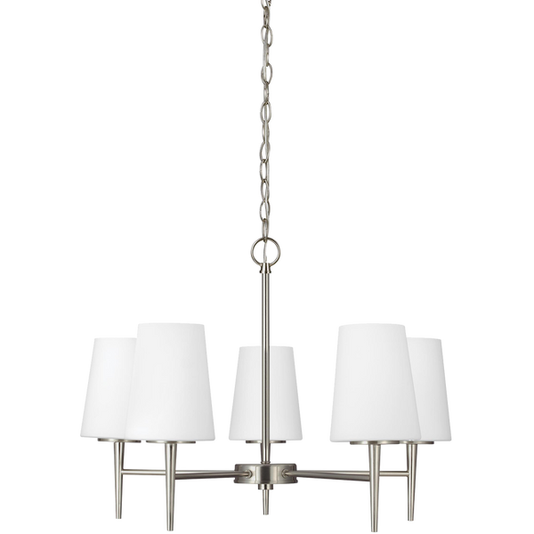 Driscoll Five Light Chandelier, Brushed Nickel