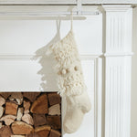 Hand Knit Stocking, White, 6.25"x 20"