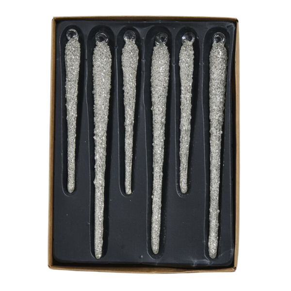 Glitzy Icicle Ornament, Set of 6