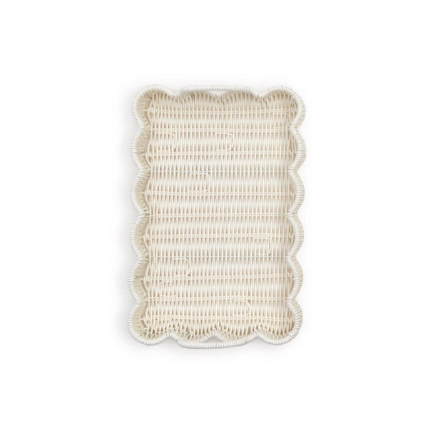 All Weather Wicker Scalloped Edge Serving Trays, 2 Sizes, Sold Separately