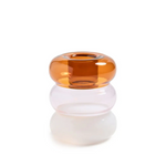 "Petite Pauline, Candle Holder, Amber/Pink/White  "