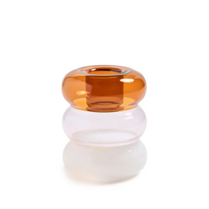 "Petite Pauline, Candle Holder, Amber/Pink/White  "