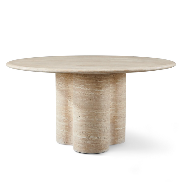 Porto Round Dining Table 60", Travertine Natural
