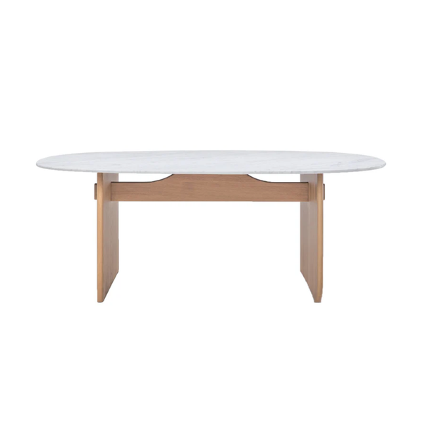 Kelly Dining Table, Light Oak with Marble Top, 78.74"W x 43.31"D