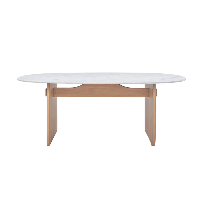 Kelly Dining Table, Light Oak with Marble Top, 78.74"W x 43.31"D