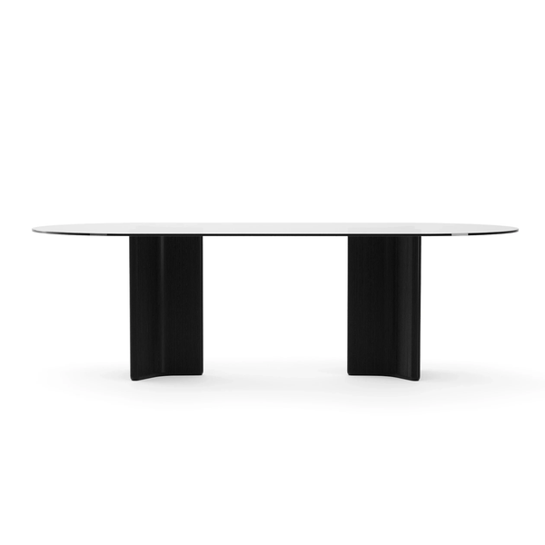 Viola Dining Table - Smoked Glass, 96"W X 44"D