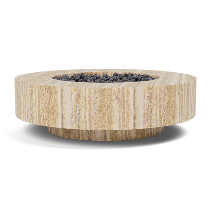 Mason Round Fire Table, Travertine Natural