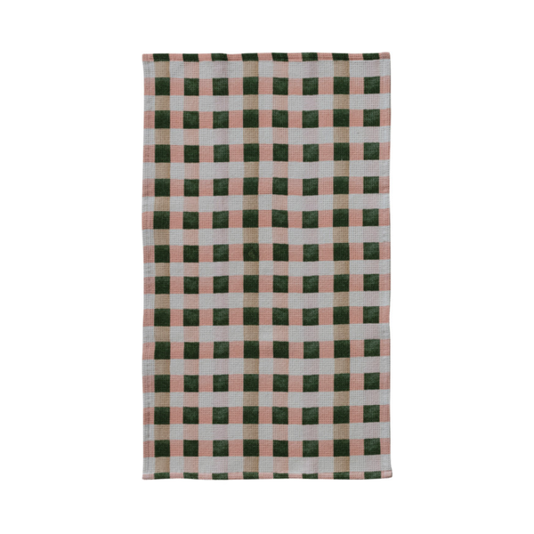 Cotton Blend Waffle Weave Tea Towel with Check/Plaid Pattern, 3 Styles