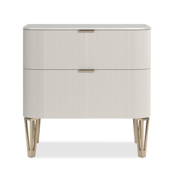 True Love Nightstand, Matte Pearl/ Gold, 26"W