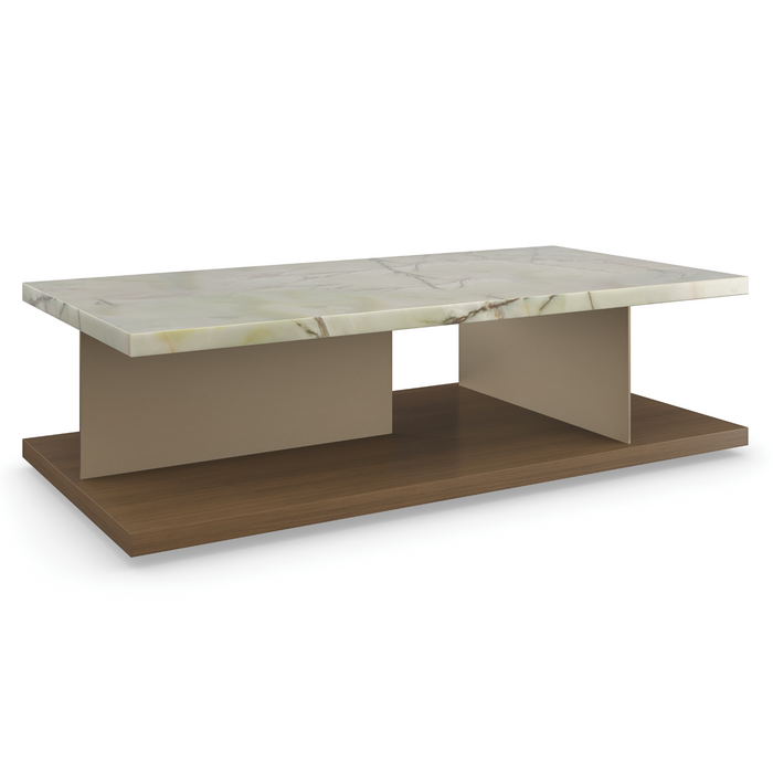 Cape Verde Cocktail Table, Retro Walnut, Lucent Bronze Metallic, 54"W x 27"D x 15"H