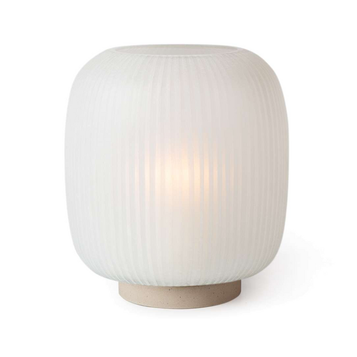 Villeta Lantern Large, Sandstone/Clear