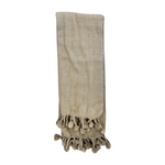 Cotton Throw With Pom Pom, Coffee