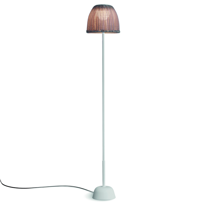 Atticus Outdoor 45" Floor Lamp, Natural White/Light Beige Shade