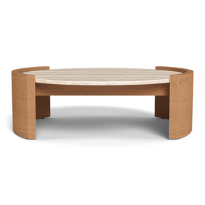 Catalina Coffee Table, Teak Natural/Travertine Cream