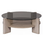 Wolcott Cocktail Table - Pebble Path/Smoked Glass, 55"Dia