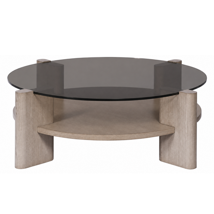 Wolcott Cocktail Table - Pebble Path/Smoked Glass, 55"Dia