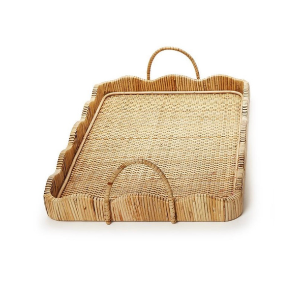 Scalloped Edge Trays with Handles, 2 Sizes, Sold Separately
