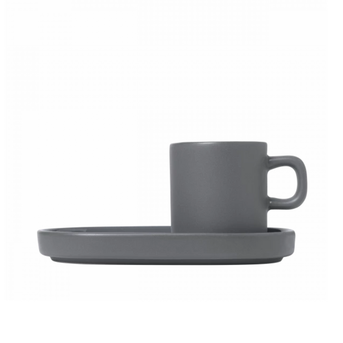 Pilar Espresso Cup with Tray, Pewter