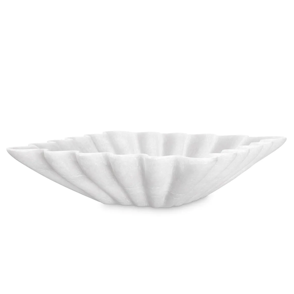 Jackson Square Bowl - White Marble, 12.01"Dia