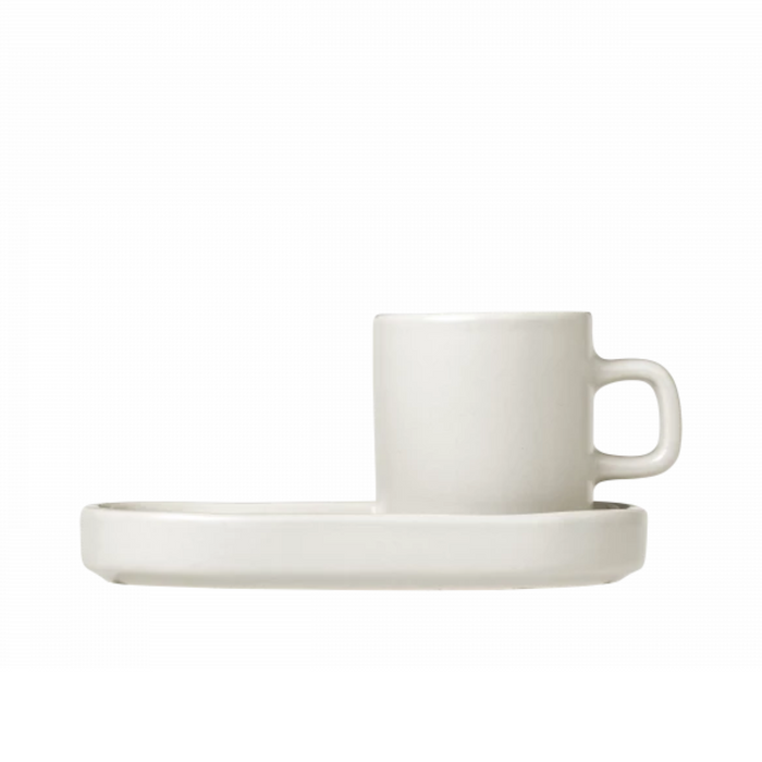 Pilar Espresso Cup with Tray, Moonstone